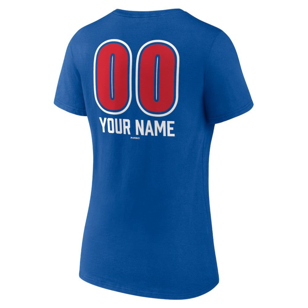 Chicago Cubs Women's Personalized Name & Number Fastball V-Neck T-Shirt | MLB New