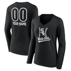 Chicago White Sox Women's Personalized Name & Number Fastball Long Sleeve V-Neck T-Shirt | MLB On Sale