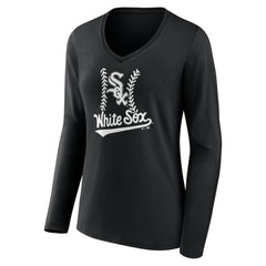 Chicago White Sox Women's Personalized Name & Number Fastball Long Sleeve V-Neck T-Shirt | MLB On Sale
