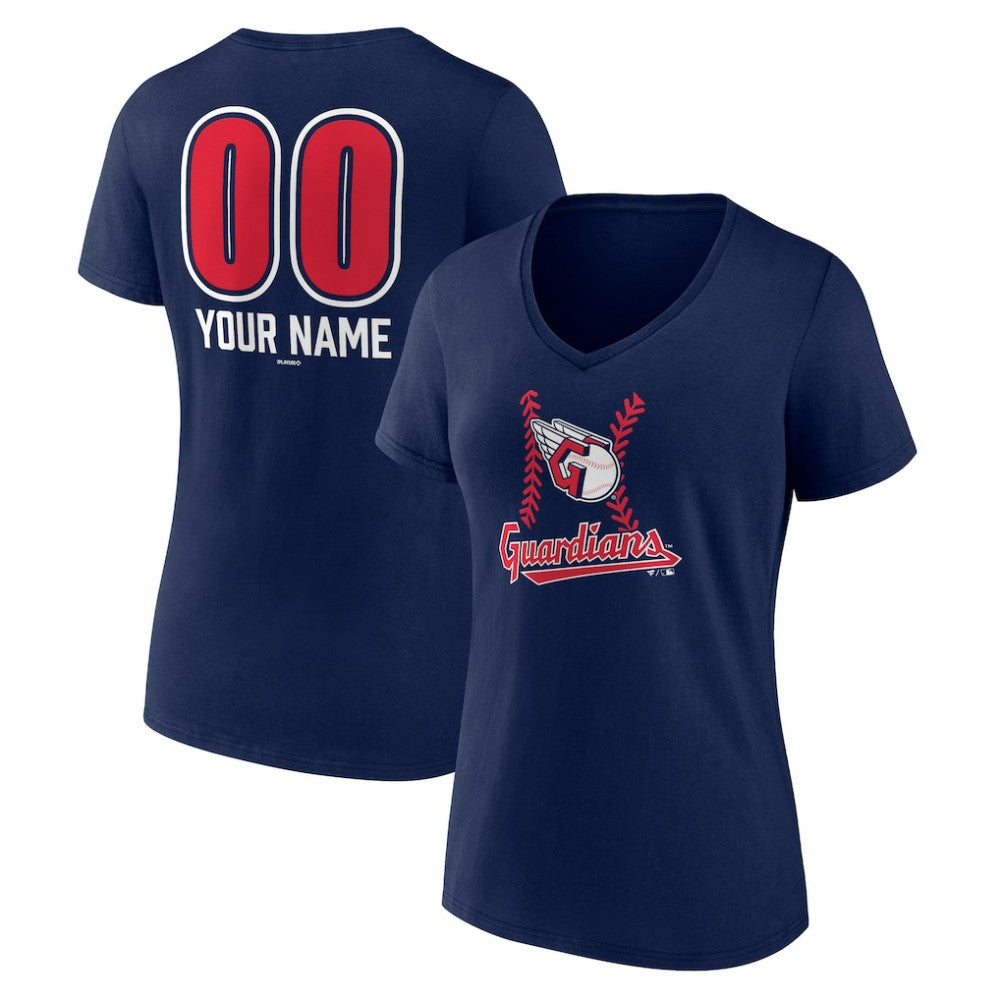 Cleveland Guardians Women's Personalized Name & Number Fastball V-Neck T-Shirt | MLB Outlet