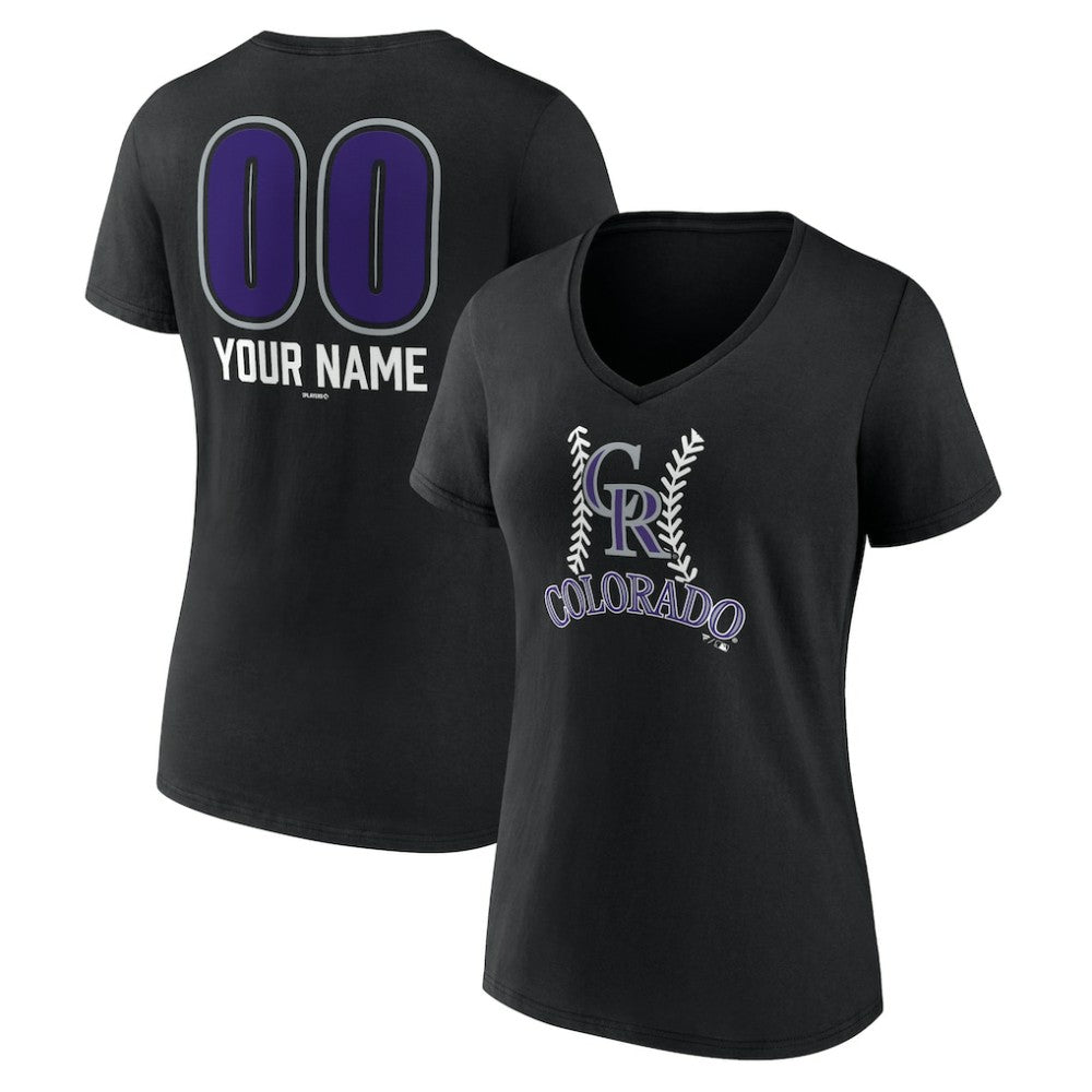 Colorado Rockies Women's Personalized Name & Number Fastball V-Neck T-Shirt | MLB Outlet