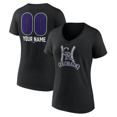 Colorado Rockies Women's Personalized Name & Number Fastball V-Neck T-Shirt | MLB Outlet