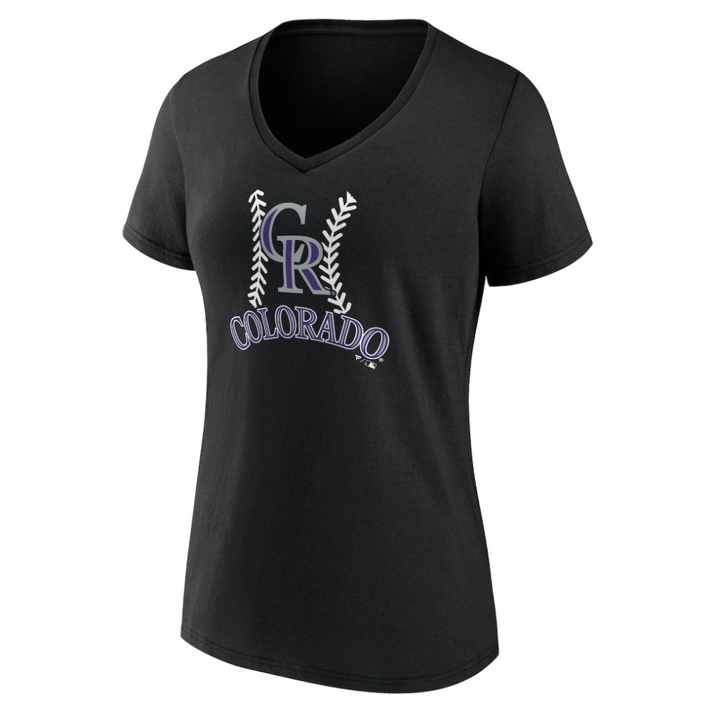 Colorado Rockies Women's Personalized Name & Number Fastball V-Neck T-Shirt | MLB Outlet