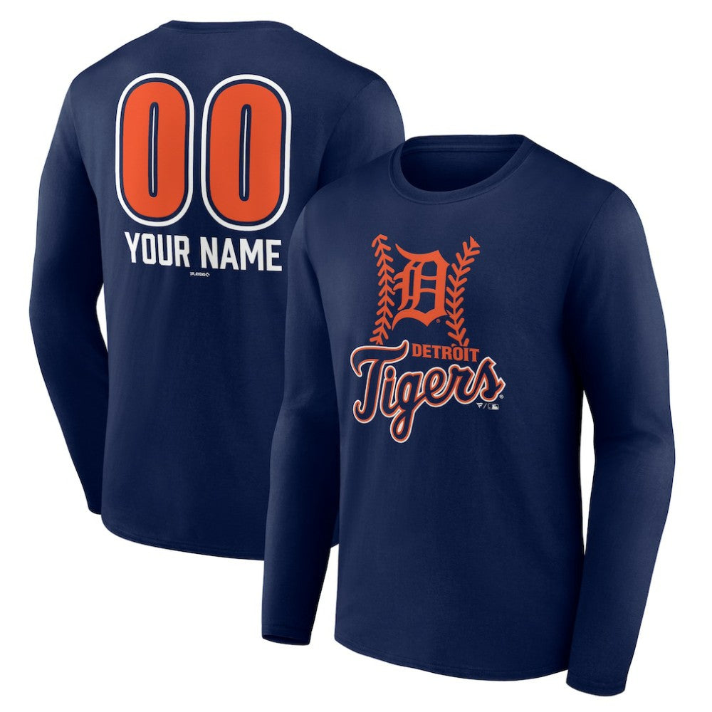 Detroit Tigers Personalized Name & Number Fastball Long Sleeve T-Shirt | MLB New