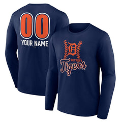 Detroit Tigers Personalized Name & Number Fastball Long Sleeve T-Shirt | MLB New