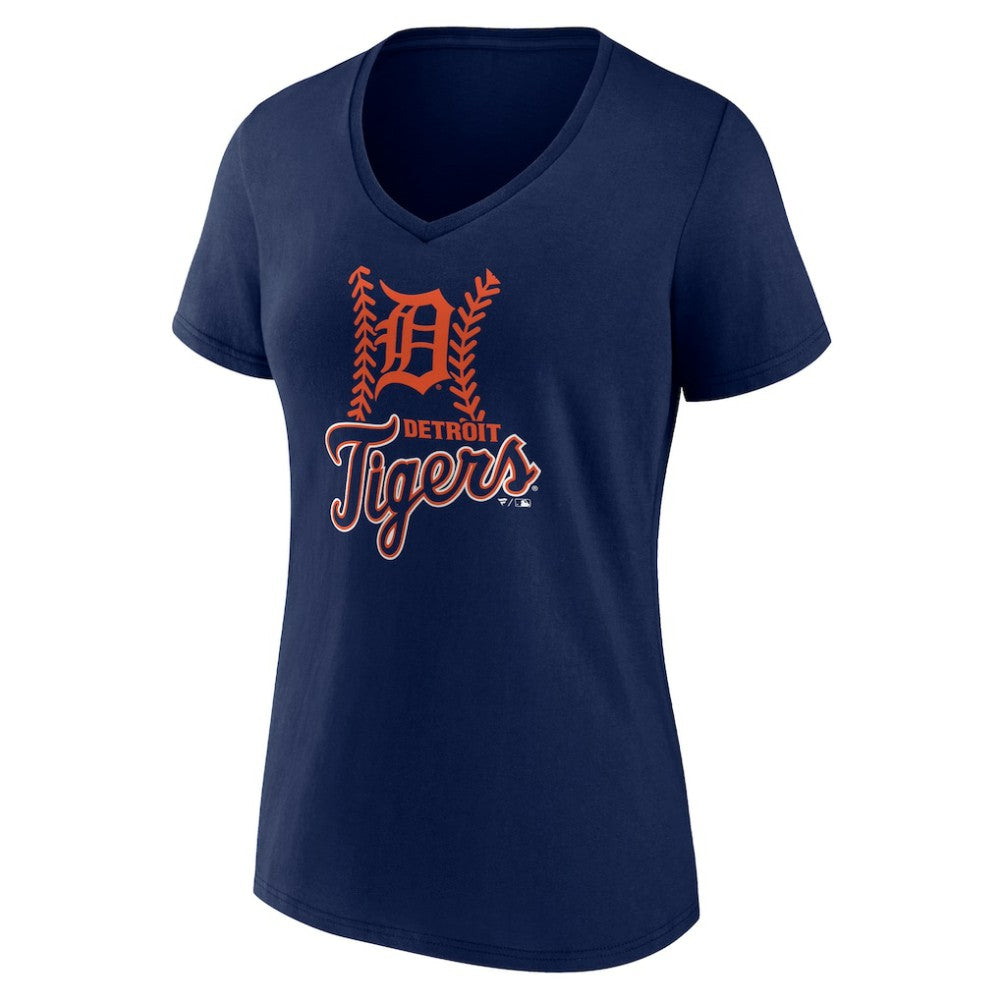 Detroit Tigers Women's Personalized Name & Number Fastball V-Neck T-Shirt | MLB Sale