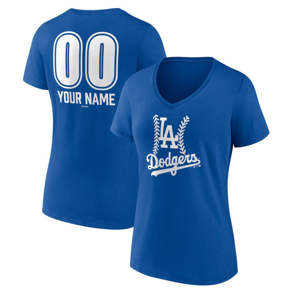 Los Angeles Dodgers Women's Personalized Name & Number Fastball V-Neck T-Shirt | MLB On Sale