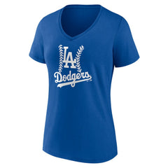 Los Angeles Dodgers Women's Personalized Name & Number Fastball V-Neck T-Shirt | MLB On Sale