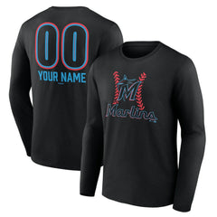 Miami Marlins Personalized Name & Number Fastball Long Sleeve T-Shirt | MLB Discount