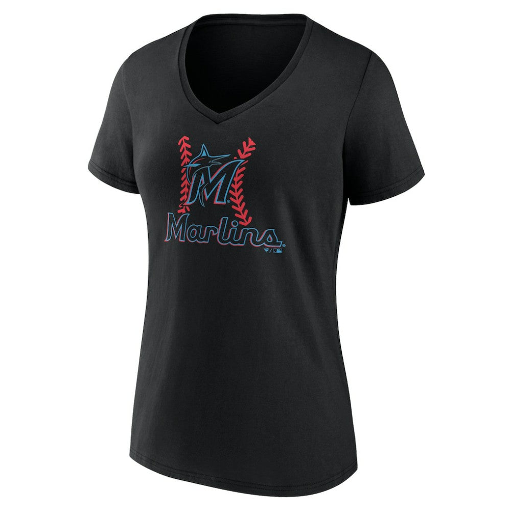 Miami Marlins Women's Personalized Name & Number Fastball V-Neck T-Shirt | MLB For sale