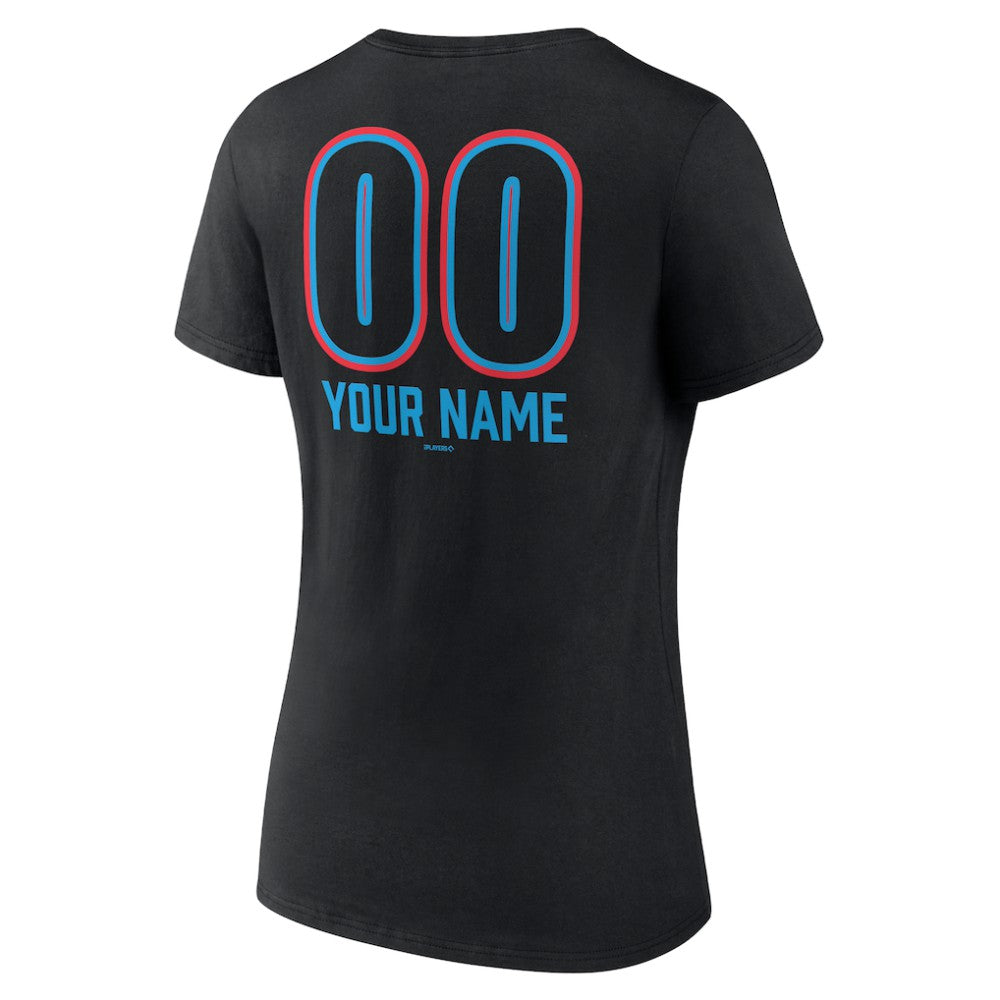 Miami Marlins Women's Personalized Name & Number Fastball V-Neck T-Shirt | MLB For sale