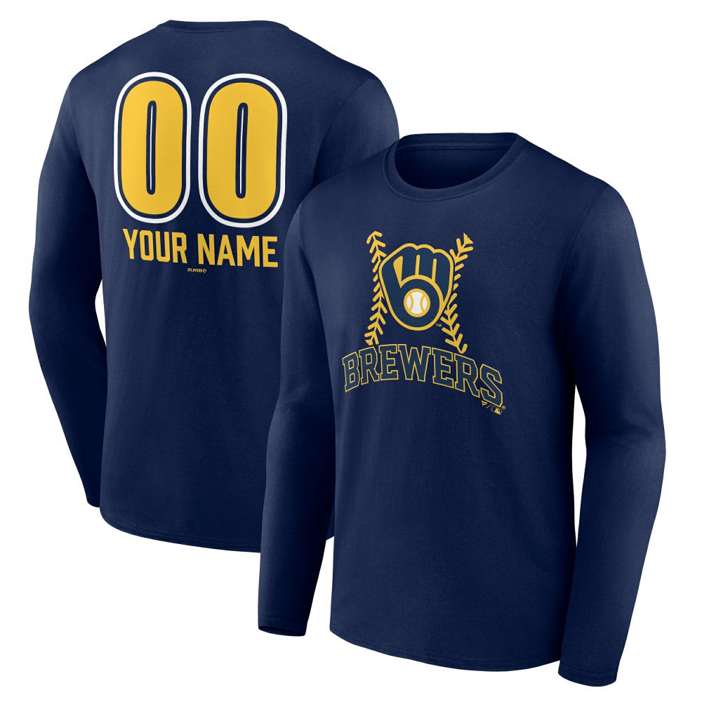 Milwaukee Brewers Personalized Name & Number Fastball Long Sleeve T-Shirt | MLB US
