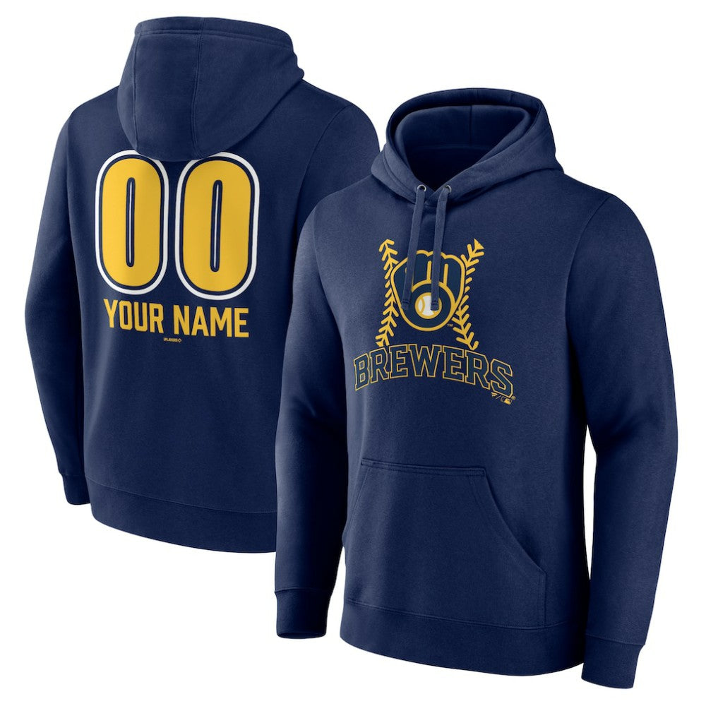 Milwaukee Brewers Personalized Name & Number Fastball Pullover Hoodie | MLB Near me