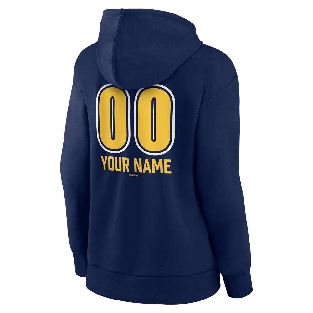 Milwaukee Brewers Women's Personalized Name & Number Fastball Pullover Hoodie | MLB On Sale