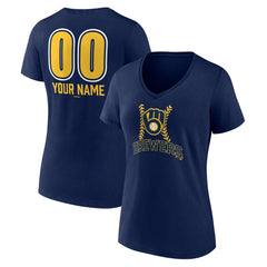 Milwaukee Brewers Women's Personalized Name & Number Fastball V-Neck T-Shirt | MLB For sale