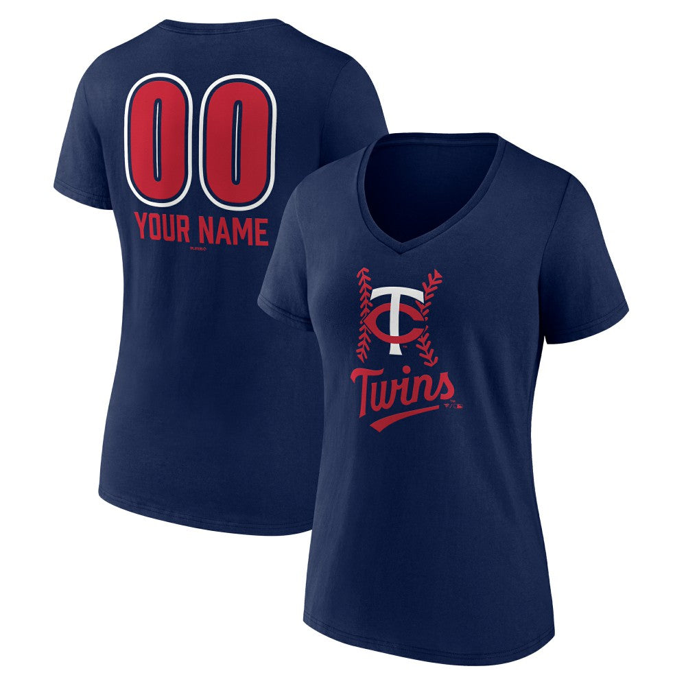 Minnesota Twins Women's Personalized Name & Number Fastball V-Neck T-Shirt | MLB Shop