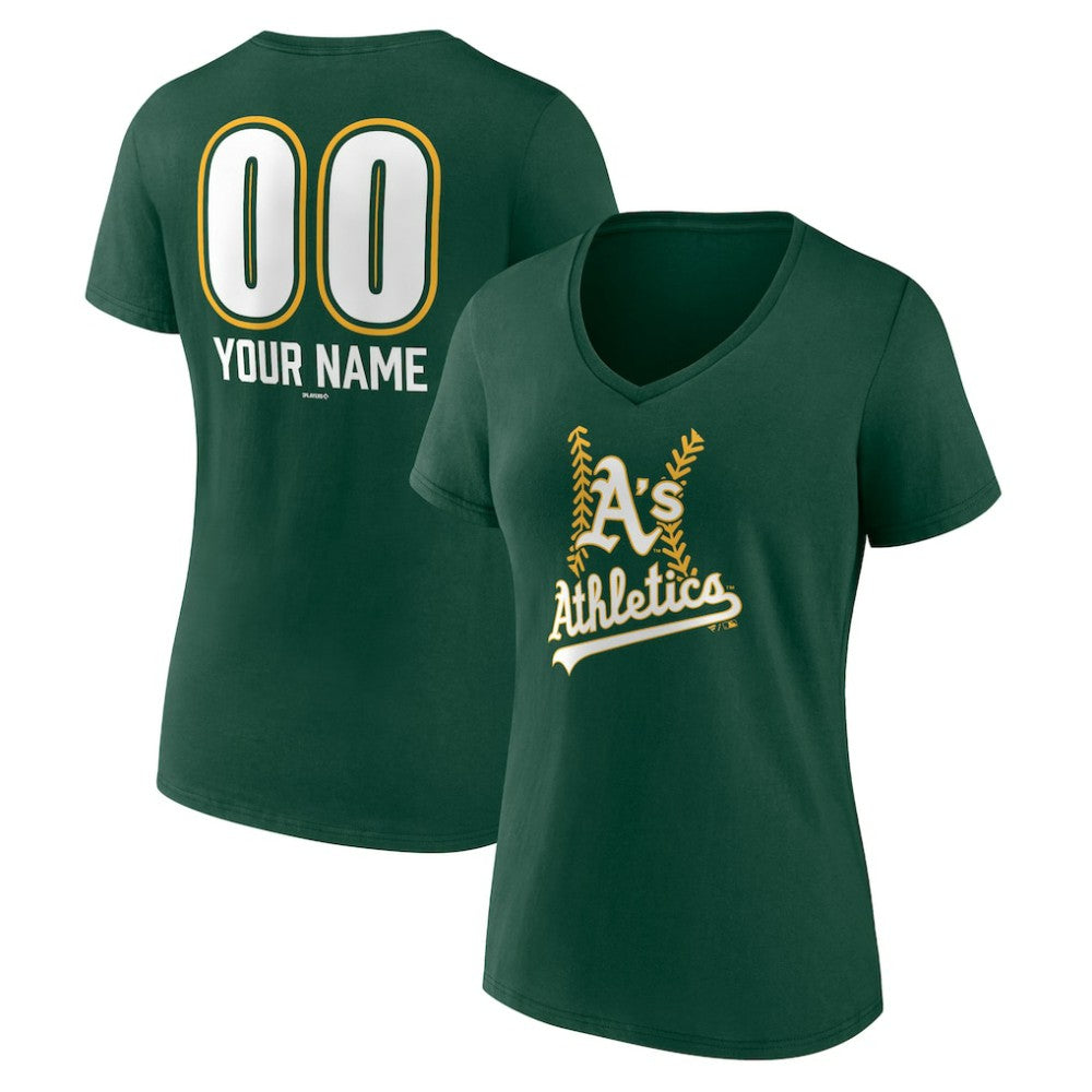 Athletics Women's Personalized Name & Number Fastball V-Neck T-Shirt | MLB Discount