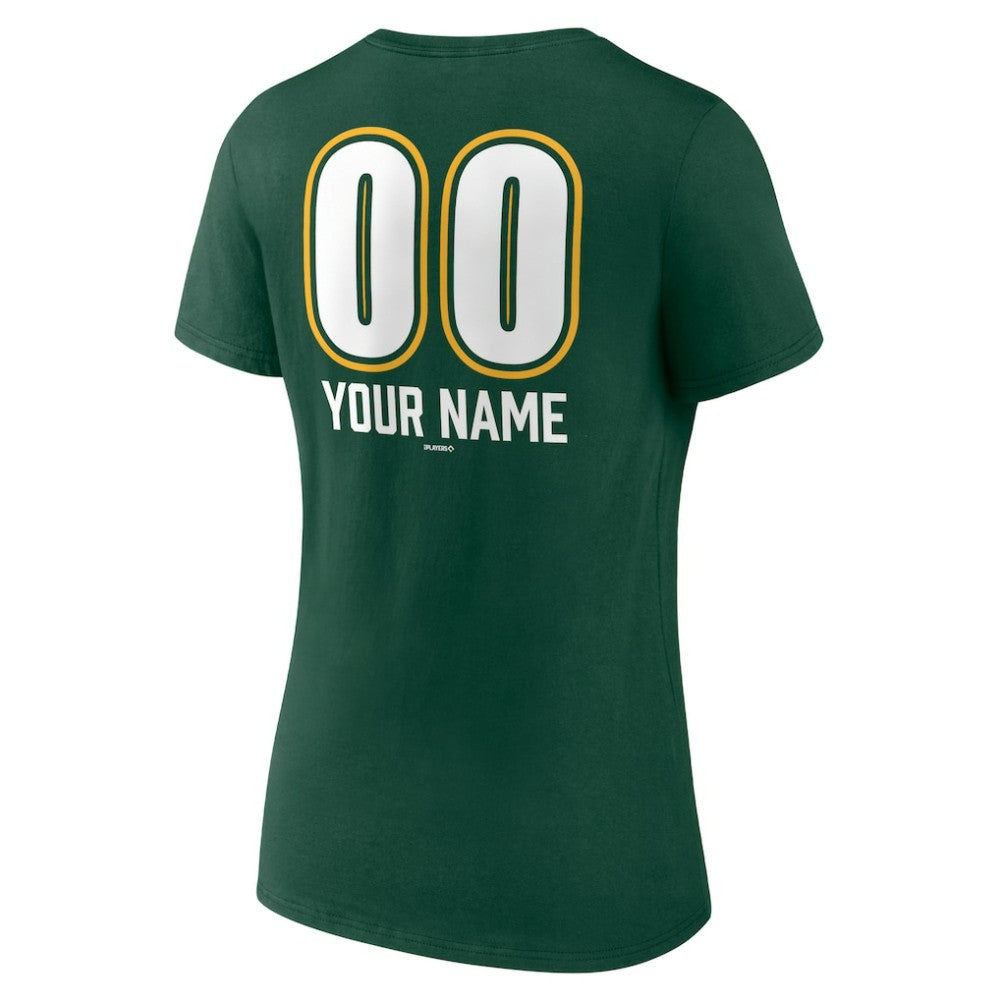 Athletics Women's Personalized Name & Number Fastball V-Neck T-Shirt | MLB Discount