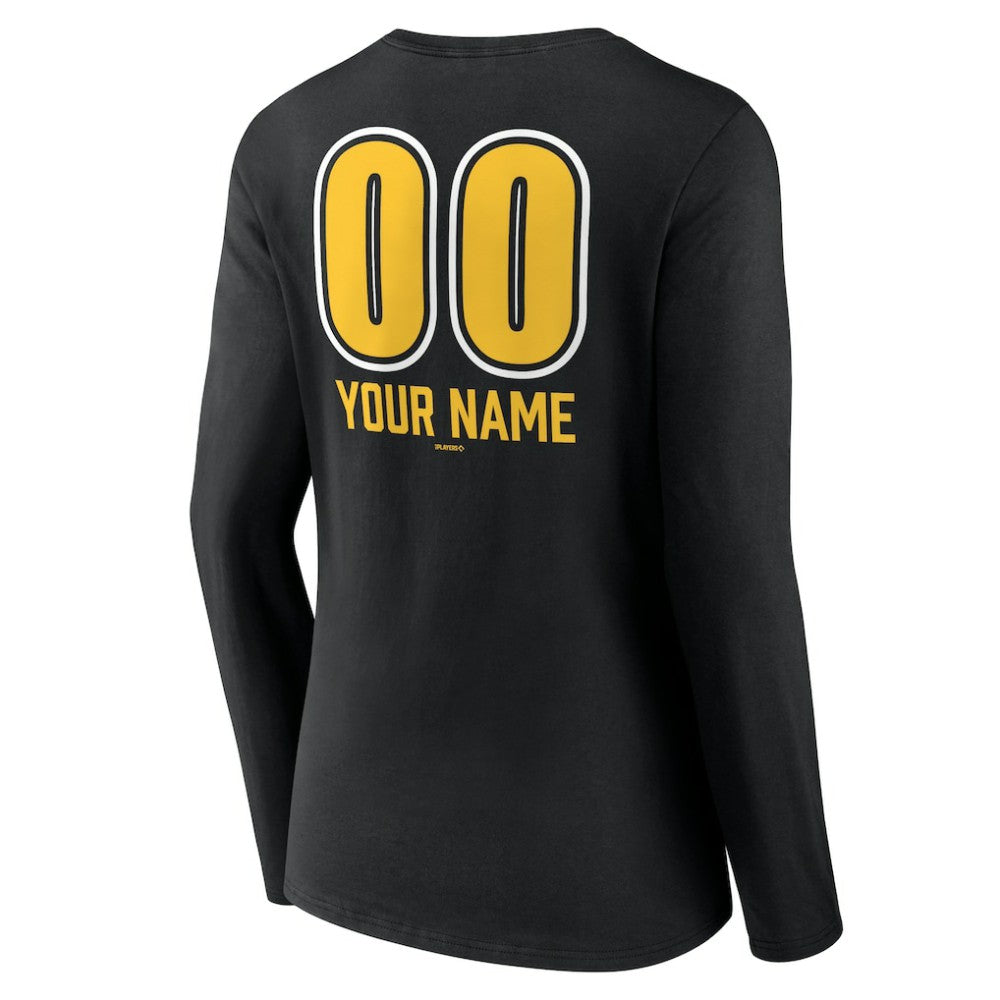 Pittsburgh Pirates Women's Personalized Name & Number Fastball Long Sleeve V-Neck T-Shirt | MLB Discount