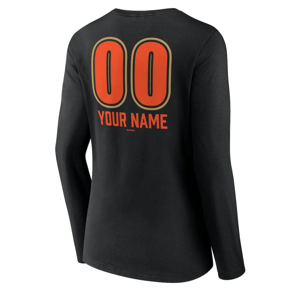 San Francisco Giants Women's Personalized Name & Number Fastball Long Sleeve V-Neck T-Shirt | MLB Discount