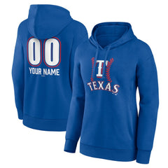 Texas Rangers Women's Personalized Name & Number Fastball Pullover Hoodie | MLB Sale