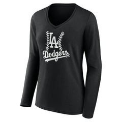 Los Angeles Dodgers Women's Personalized Name & Number Fastball Long Sleeve V-Neck T-Shirt | MLB Online