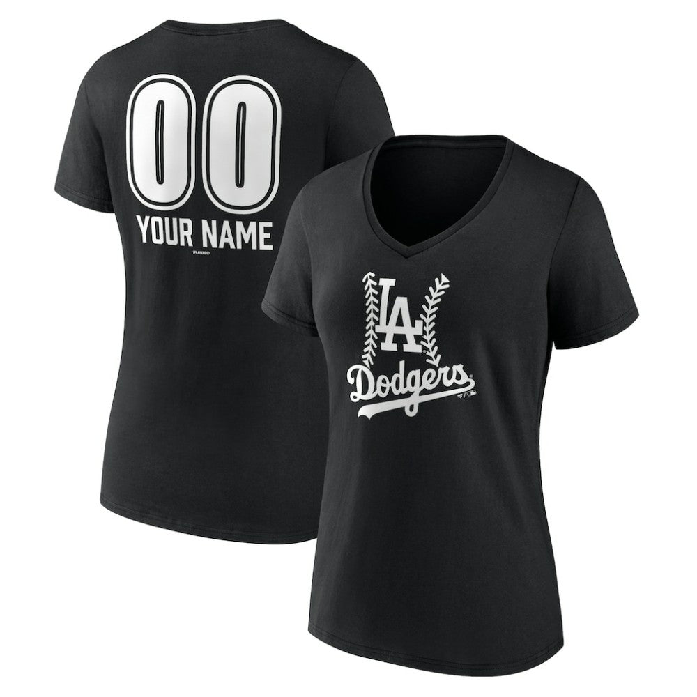 Los Angeles Dodgers Women's Personalized Name & Number Fastball V-Neck T-Shirt | MLB Sale