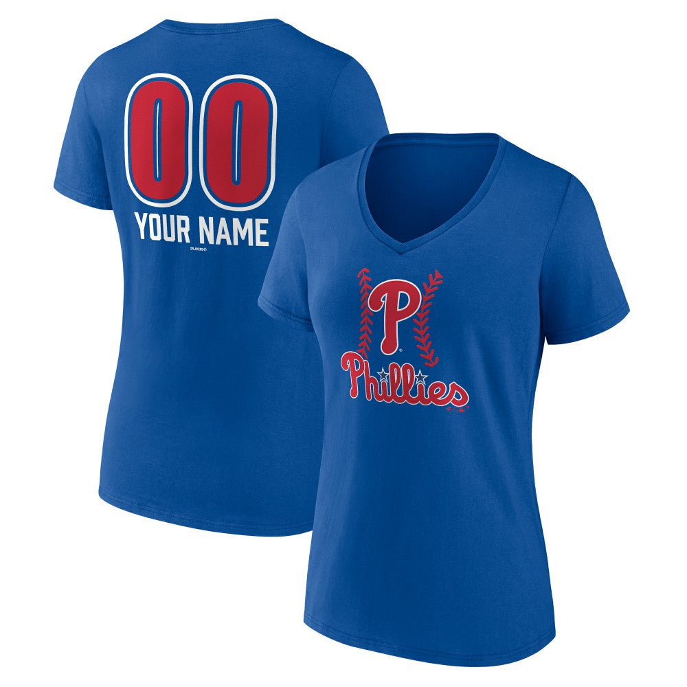Philadelphia Phillies Women's Personalized Name & Number Fastball V-Neck T-Shirt | MLB For sale