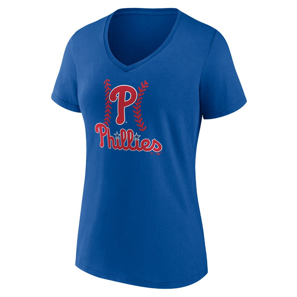 Philadelphia Phillies Women's Personalized Name & Number Fastball V-Neck T-Shirt | MLB For sale