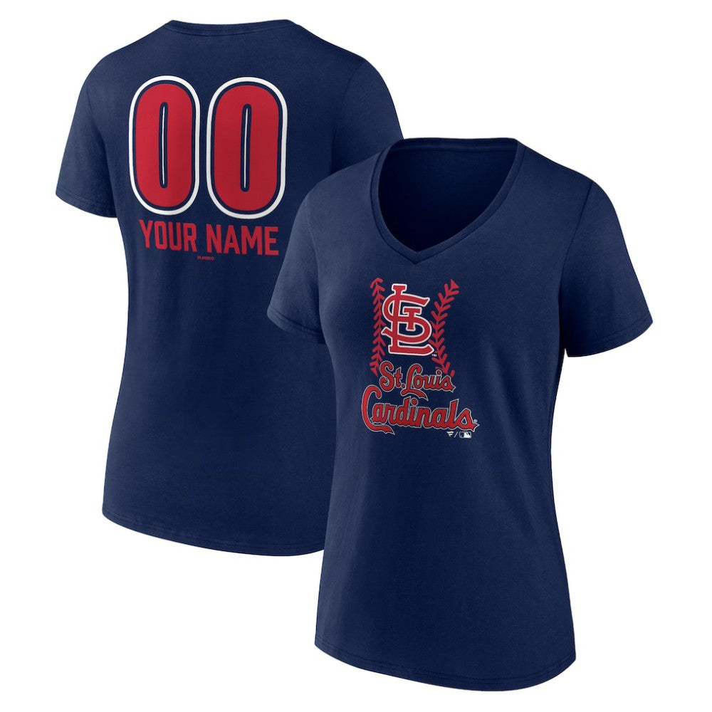 St. Louis Cardinals Women's Personalized Name & Number Fastball V-Neck T-Shirt | MLB For sale