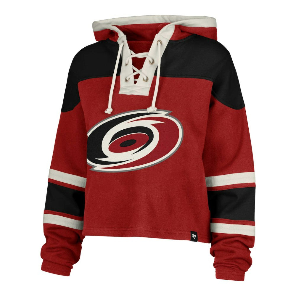 Sebastian Aho Carolina Hurricanes '47 Women's Superior Lacer Cropped Pullover Hoodie Online