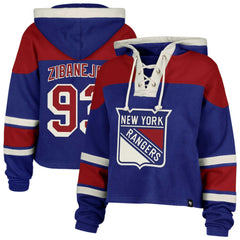 Mika Zibanejad New York Rangers '47 Women's Superior Lacer Cropped Pullover Hoodie Online