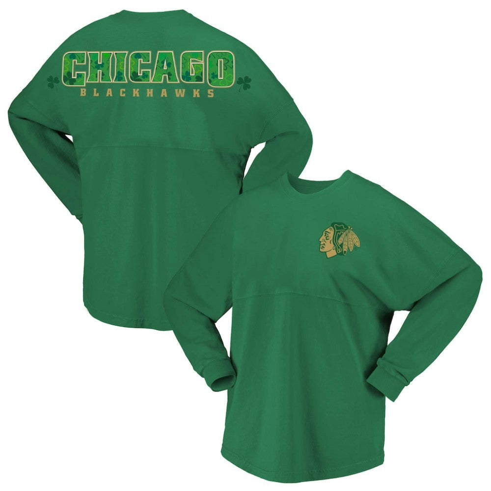 Chicago Blackhawks Fanatics Women's St. Patrick's Day Spirit Jersey T-Shirt Discount