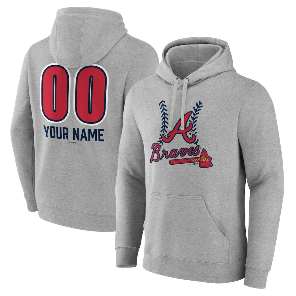 Atlanta Braves Personalized Name & Number Fastball Pullover Hoodie | MLB Discount