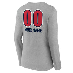Atlanta Braves Women's Personalized Name & Number Fastball Long Sleeve V-Neck T-Shirt | MLB Sale