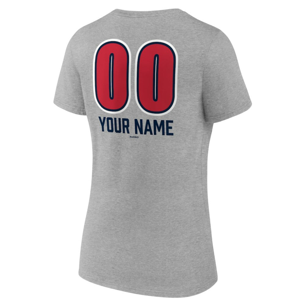Atlanta Braves Women's Personalized Name & Number Fastball V-Neck T-Shirt | MLB Discount