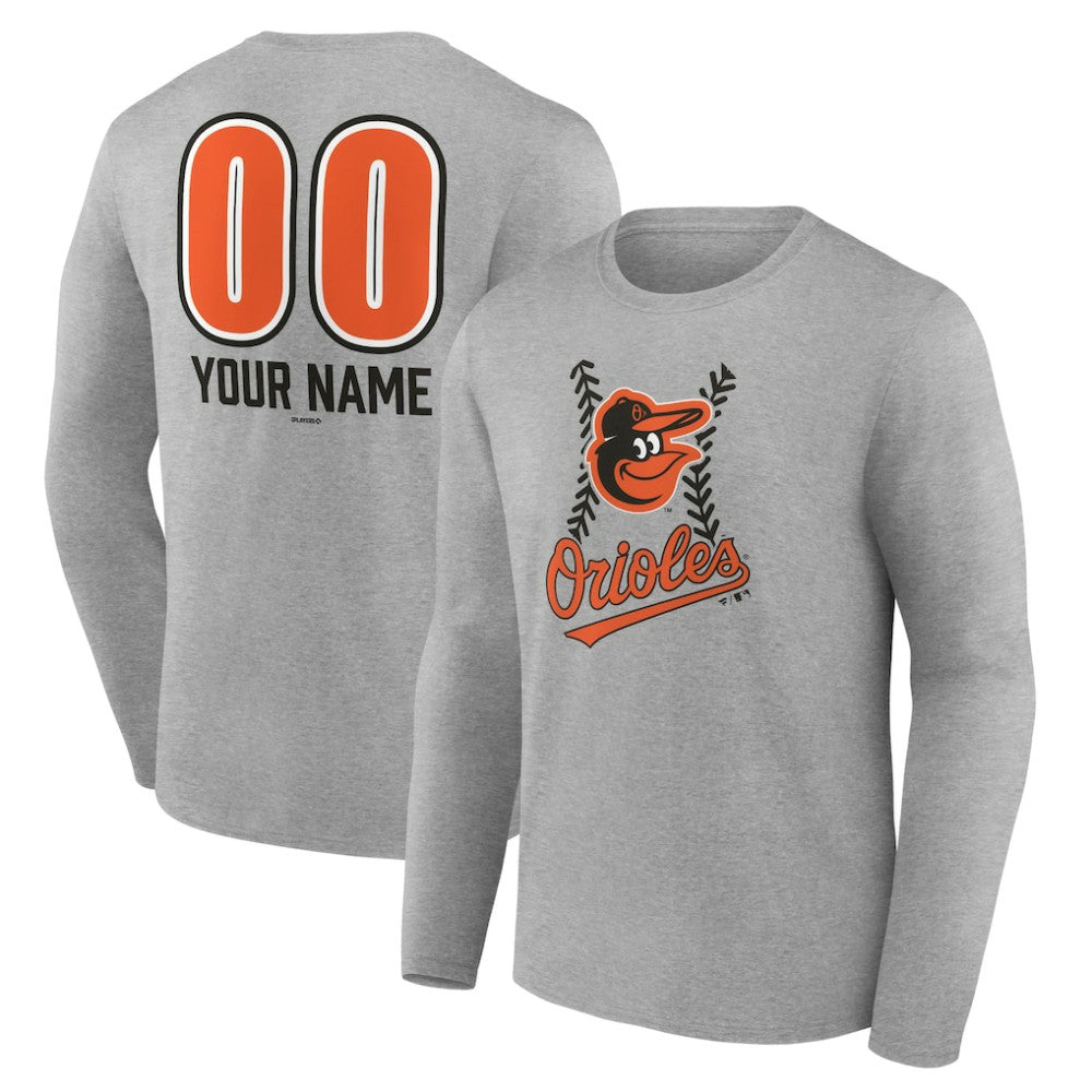 Baltimore Orioles Personalized Name & Number Fastball Long Sleeve T-Shirt | MLB On Sale