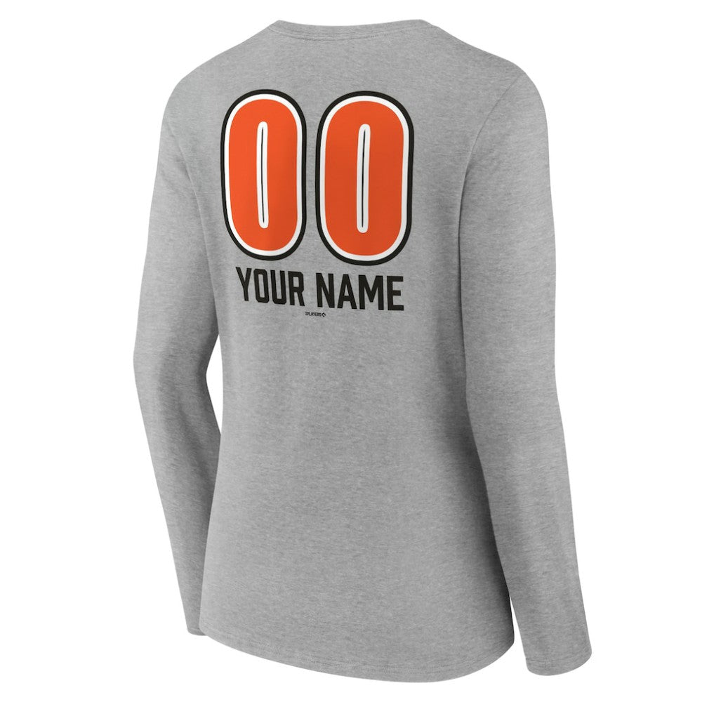 Baltimore Orioles Women's Personalized Name & Number Fastball Long Sleeve V-Neck T-Shirt | MLB Sale