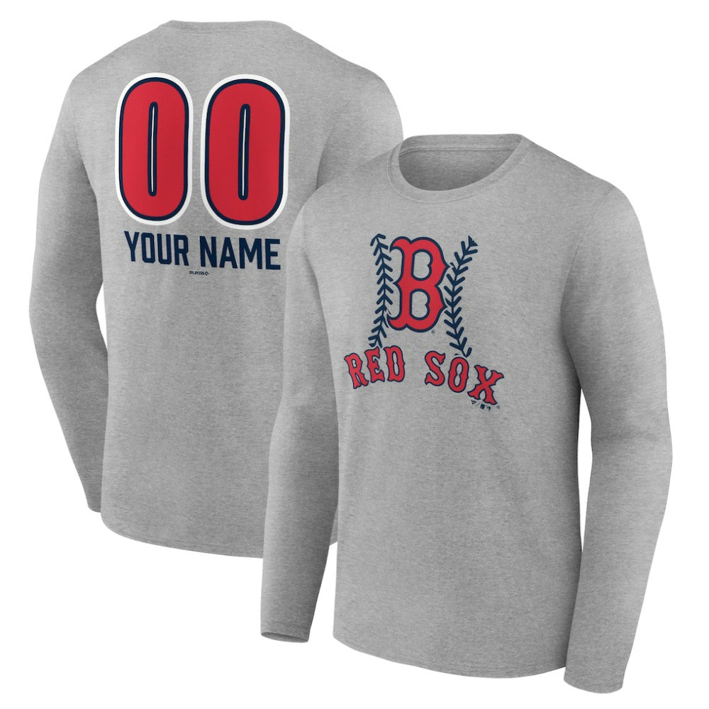 Boston Red Sox Personalized Name & Number Fastball Long Sleeve T-Shirt | MLB New