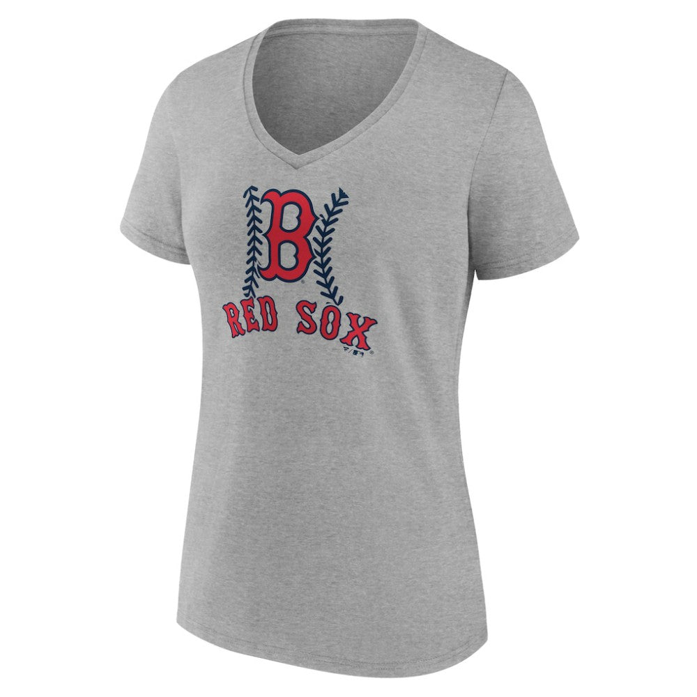 Boston Red Sox Women's Personalized Name & Number Fastball V-Neck T-Shirt | MLB Discount