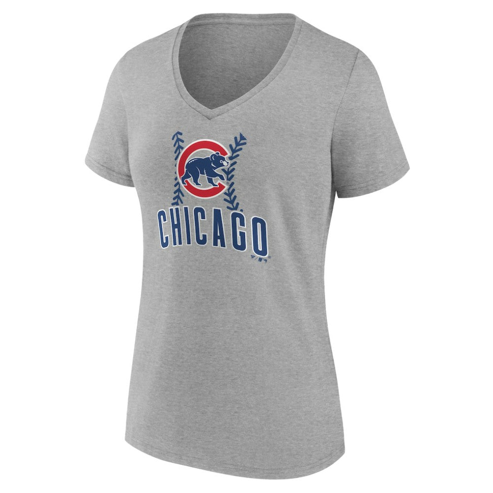 Chicago Cubs Women's Personalized Name & Number Fastball V-Neck T-Shirt | MLB Outlet