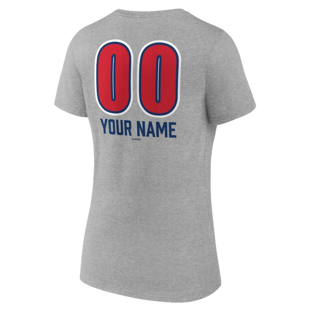 Chicago Cubs Women's Personalized Name & Number Fastball V-Neck T-Shirt | MLB Outlet