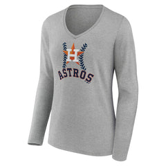 Houston Astros Women's Personalized Name & Number Fastball Long Sleeve V-Neck T-Shirt | MLB Sale