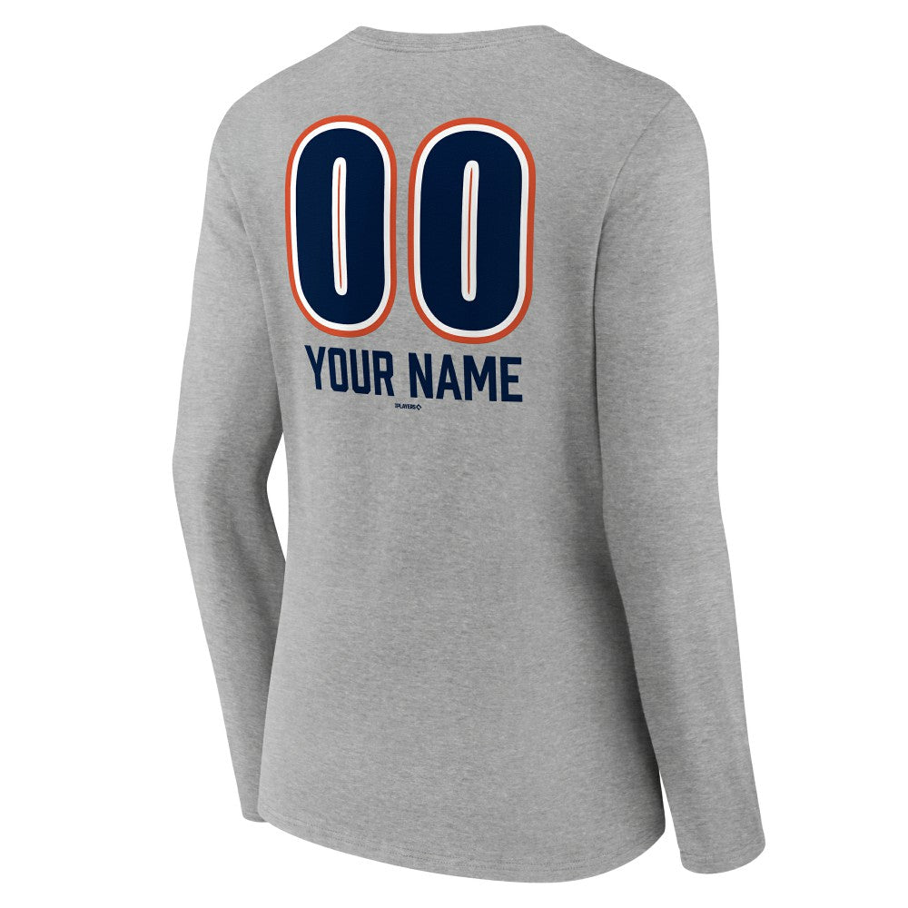 Houston Astros Women's Personalized Name & Number Fastball Long Sleeve V-Neck T-Shirt | MLB Sale