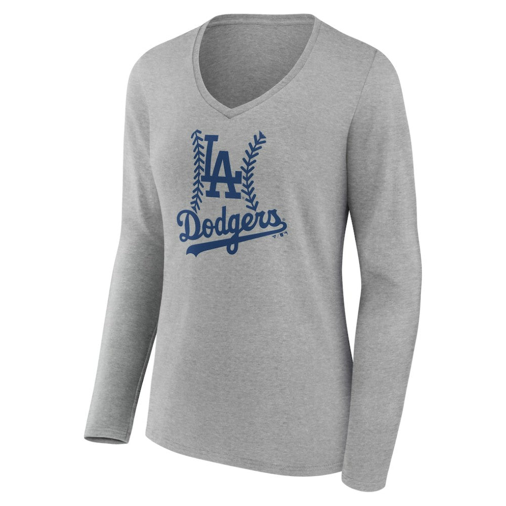 Los Angeles Dodgers Women's Personalized Name & Number Fastball Long Sleeve V-Neck T-Shirt | MLB On Sale