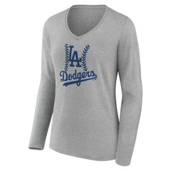 Los Angeles Dodgers Women's Personalized Name & Number Fastball Long Sleeve V-Neck T-Shirt | MLB On Sale