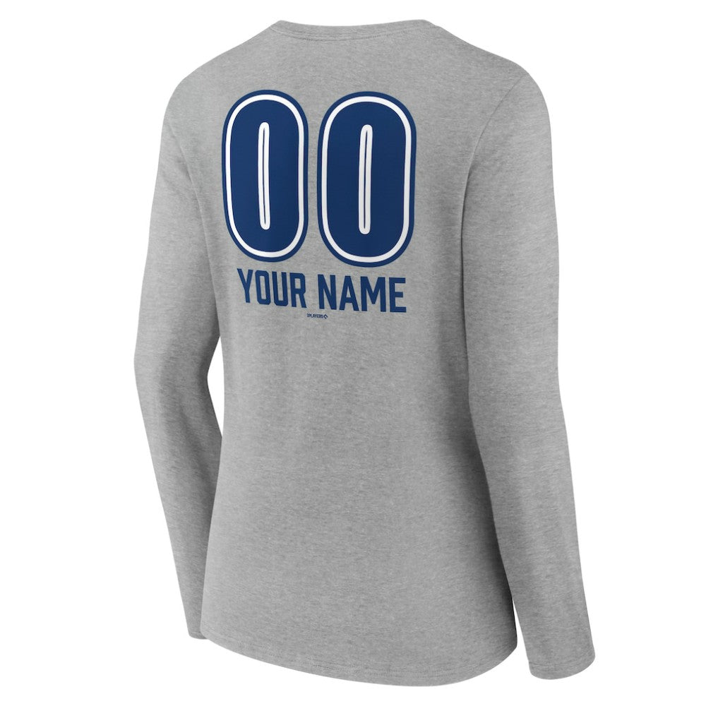 Los Angeles Dodgers Women's Personalized Name & Number Fastball Long Sleeve V-Neck T-Shirt | MLB On Sale
