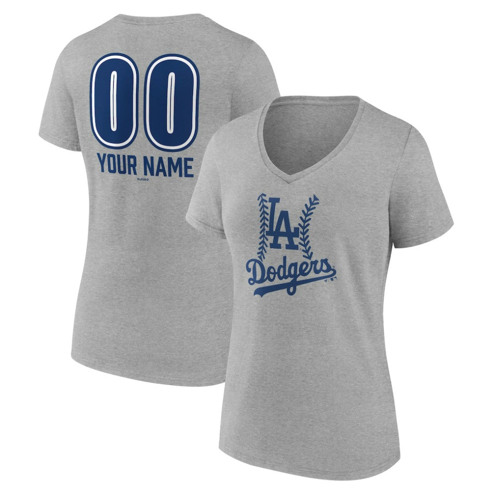 Los Angeles Dodgers Women's Personalized Name & Number Fastball V-Neck T-Shirt | MLB Shop