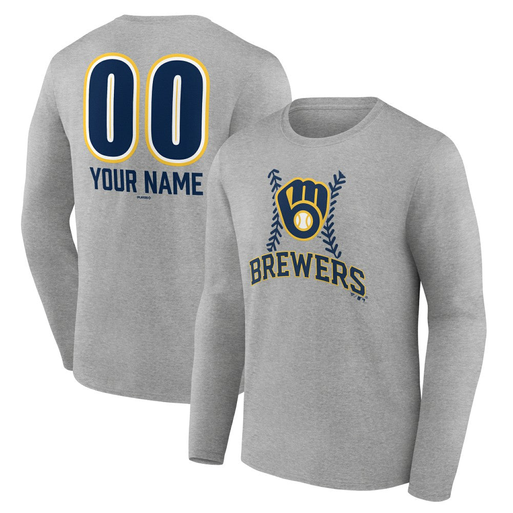 Milwaukee Brewers Personalized Name & Number Fastball Long Sleeve T-Shirt | MLB For sale