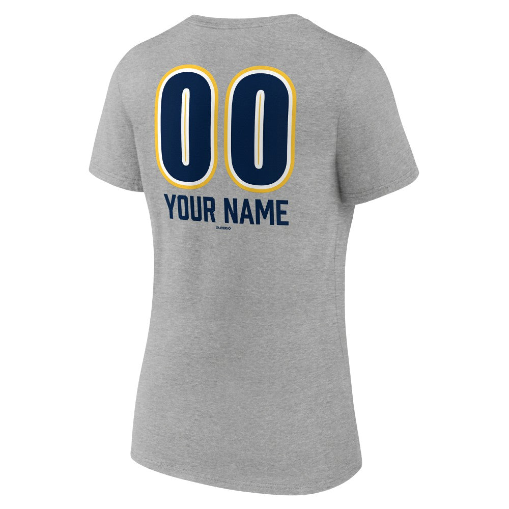 Milwaukee Brewers Women's Personalized Name & Number Fastball V-Neck T-Shirt | MLB Online
